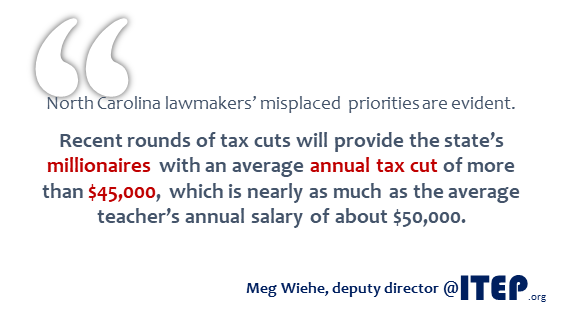 Millionaires Average Annual Tax Cut in North Carolina Is Comparable to Average Teacher’s Salary