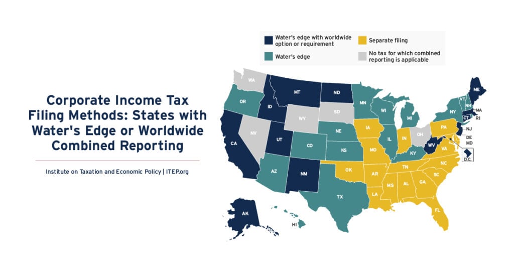 Corporate Income Tax Filing Methods: States with Water’s Edge or Worldwide Combined Reporting