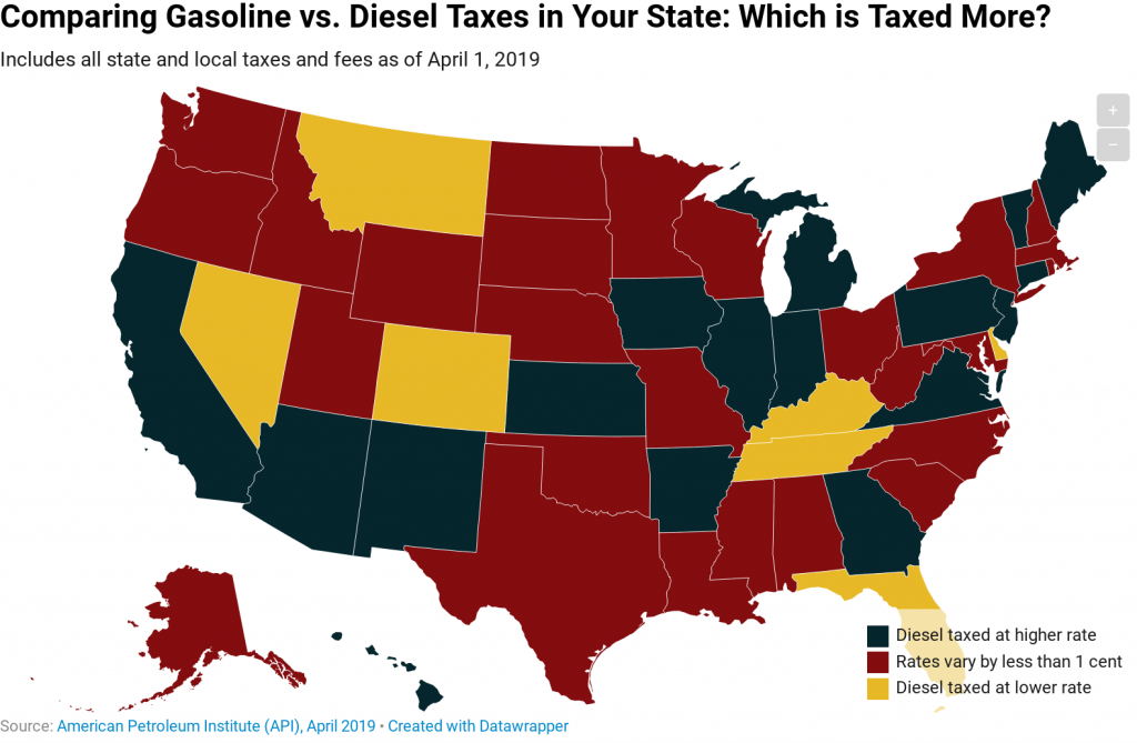 Gasoline vs. Diesel Taxes in Your State: Which is Taxed More?